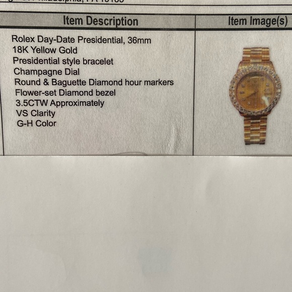 ROLEX DAY-DATE Presidential 36MM GOLD 18k Yellow Gold Round Diamond & Baguette - Picture 8 of 8